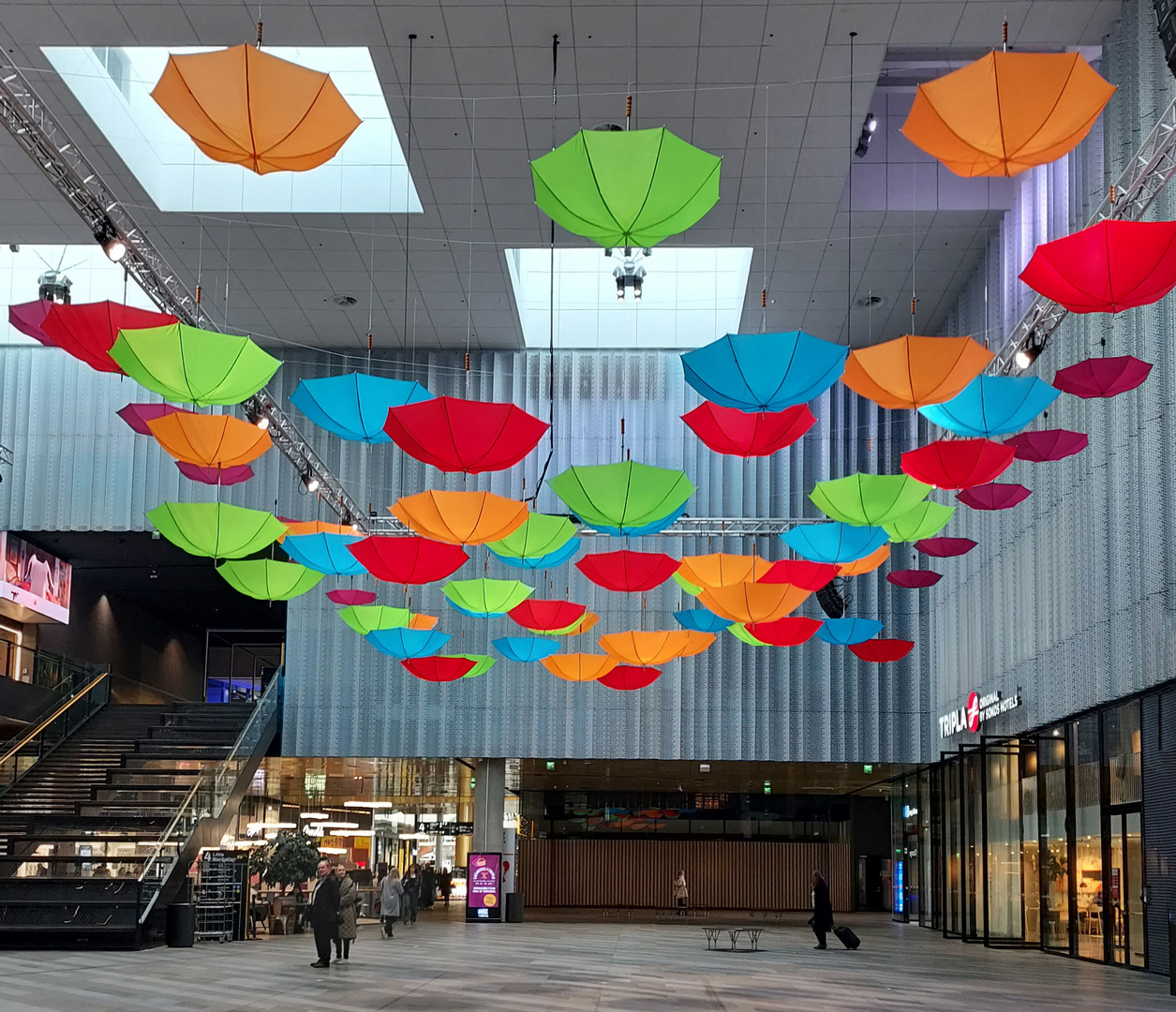 The umbrella installation on shopping centre