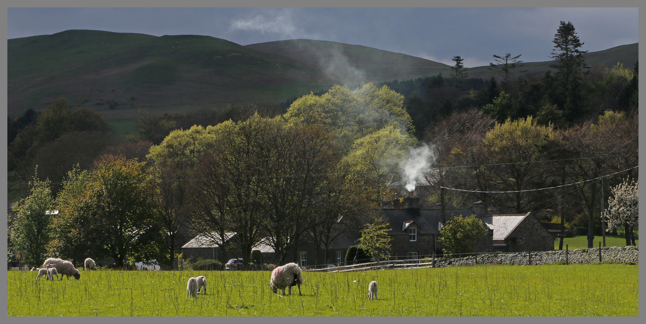 the village of westnewton in Glendale northumberland at dusk