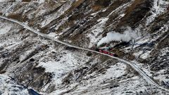 The Way to the Furka Summit in October Snow