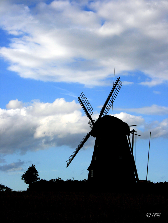 The Windmill with Clouds-Sky