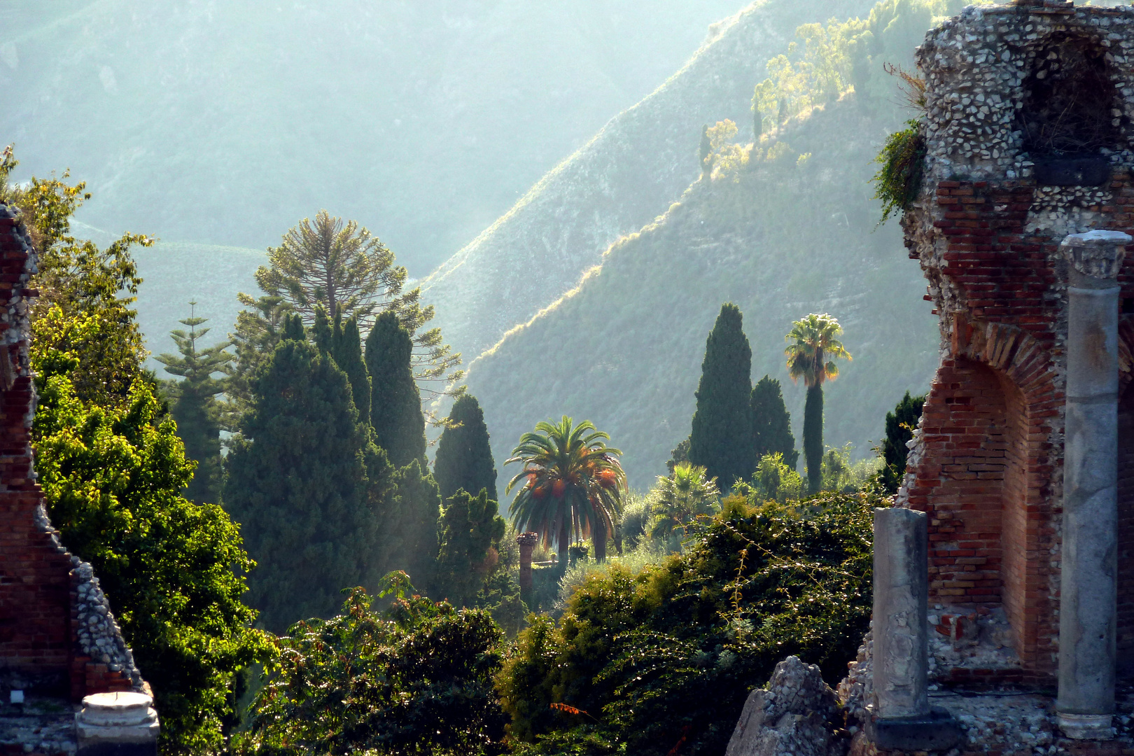 Theaterkulisse in Taormina, Sizilien