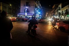 There is traffic in the city center