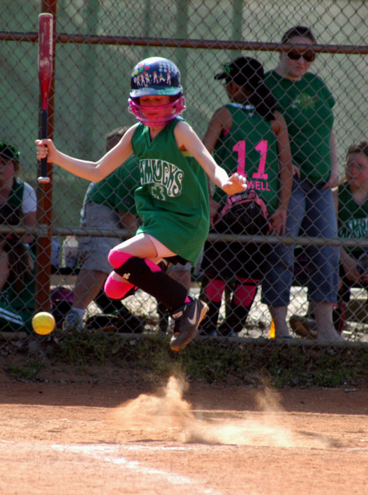 There's no jumping in softball!