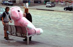 ... there's no taxi big enough for the pink rabbit ...