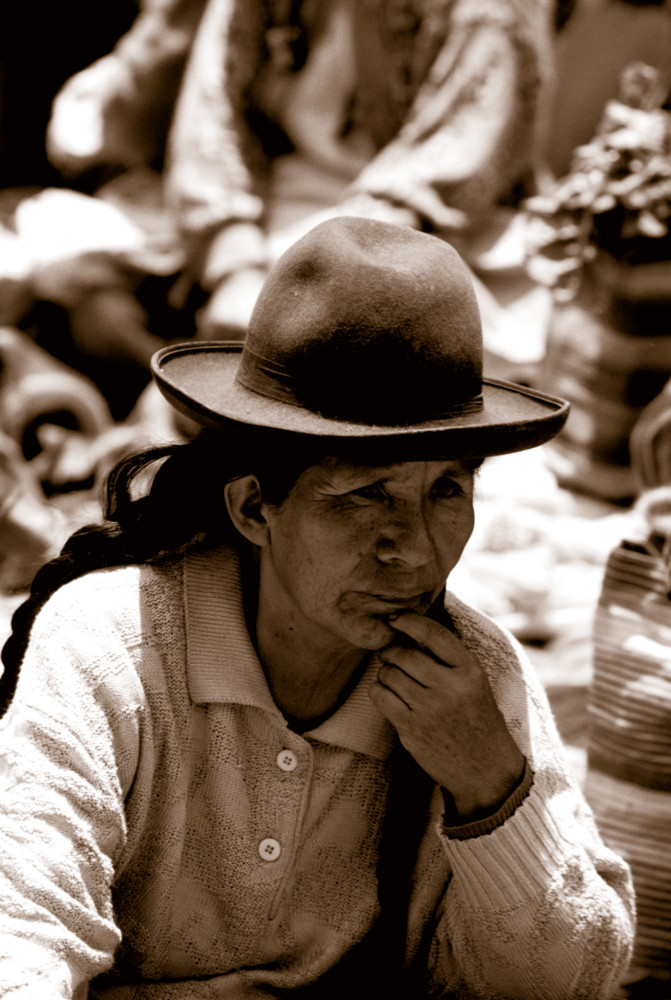 Thinking woman in Chinchero