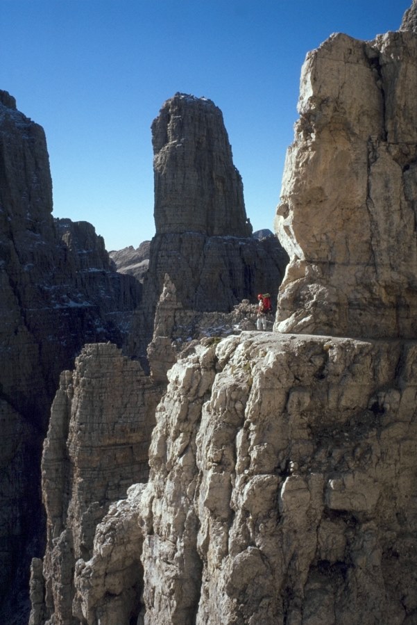 Thomas auf dem Bochette Weg, Brenta Italien 1991