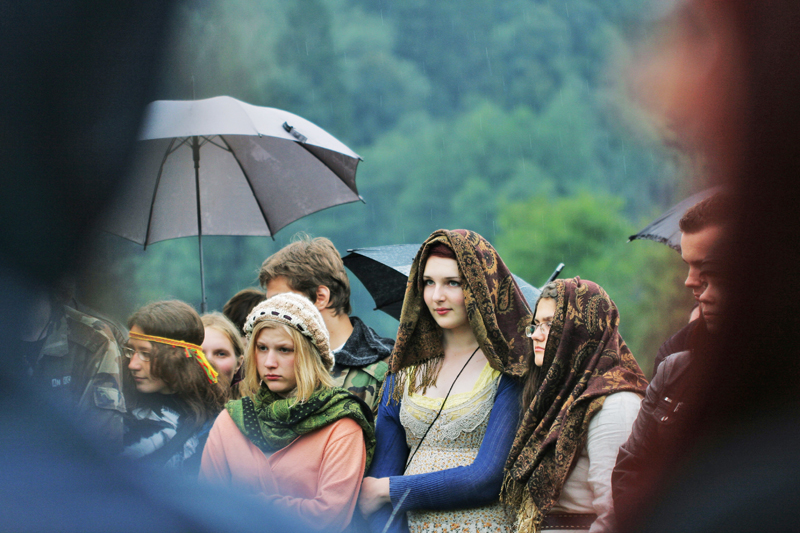 Three Baltic Woman in rain.