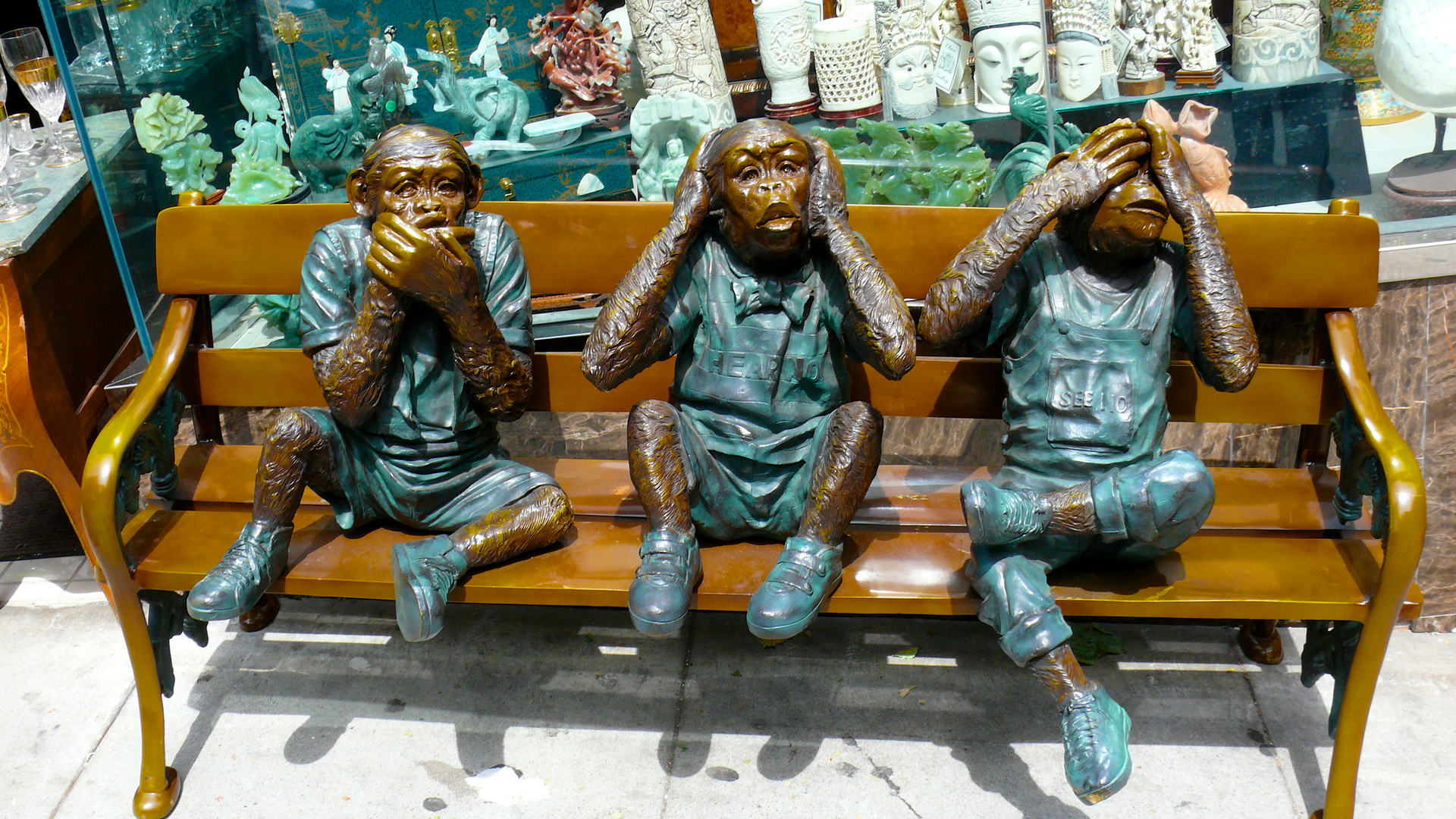 Three funny monkeys.