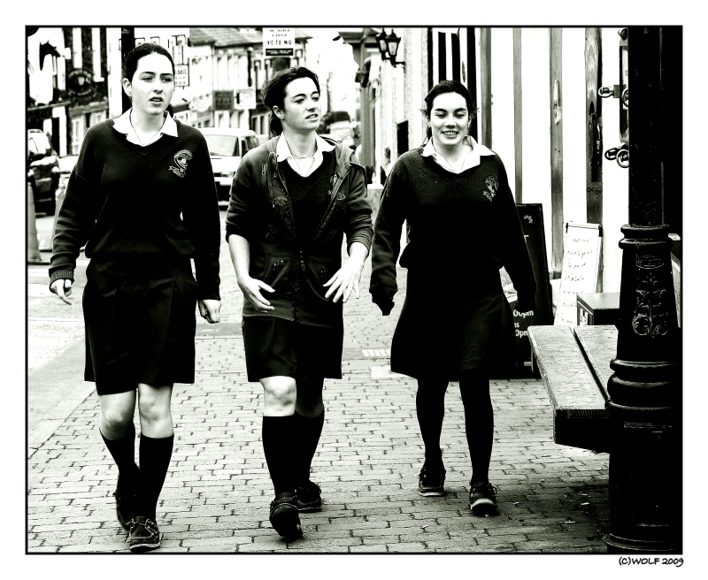 three girls in school uniform