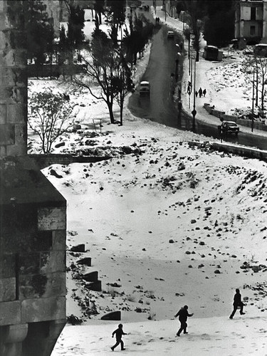 Three Kids in a snowy Jerusalem