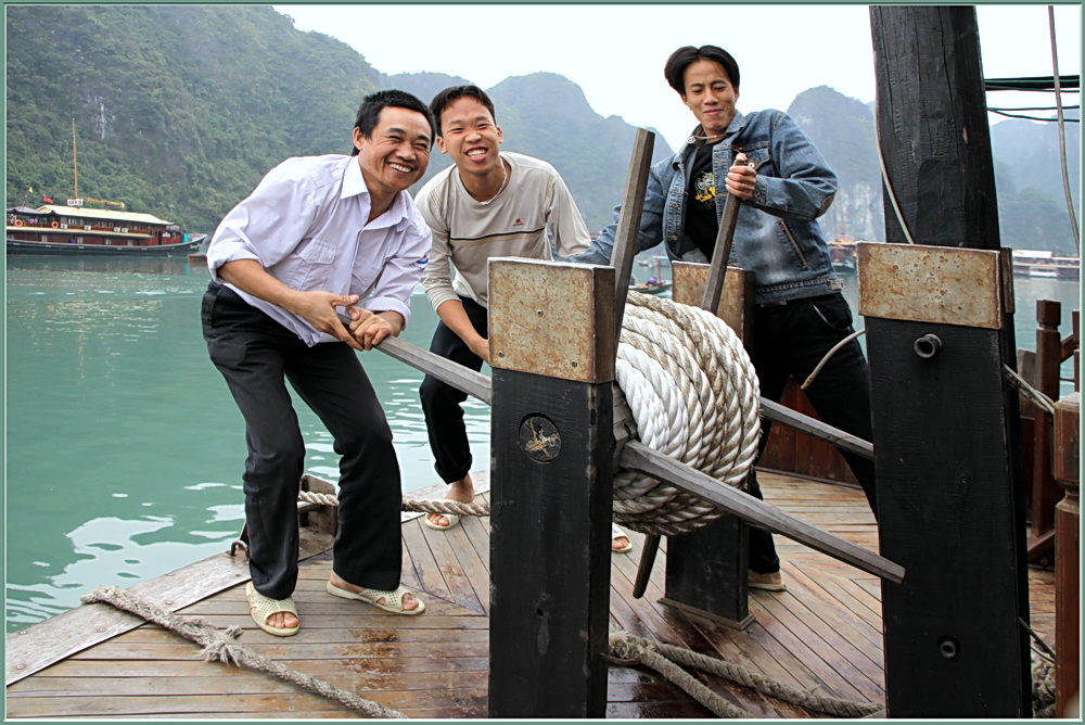 Three man in a boat