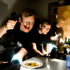 Three men in the kitchen