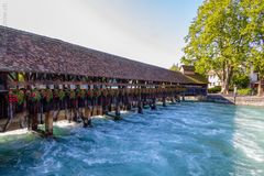 Thun mit Aare bei Hochwasser 2021