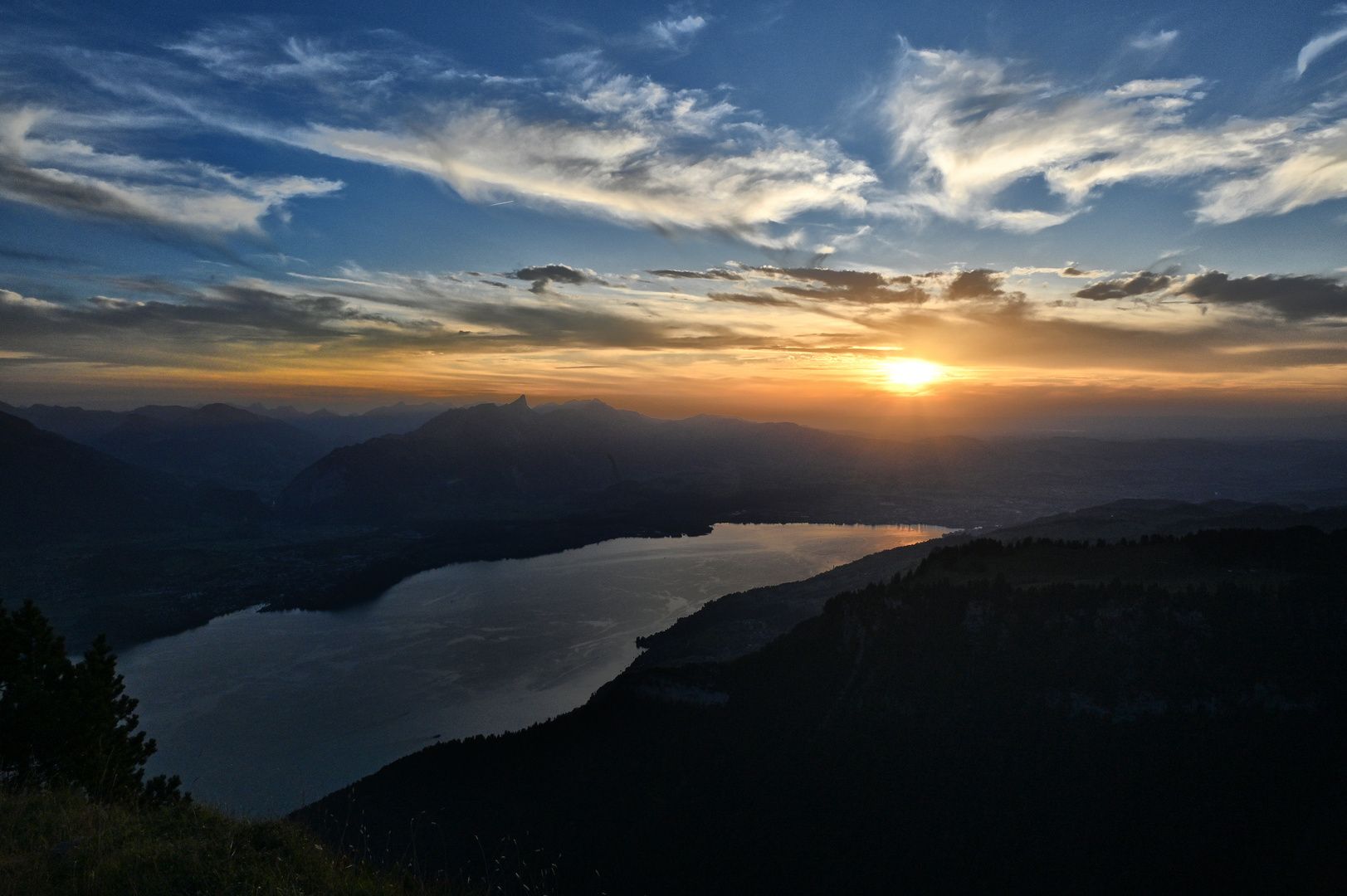 Thunersee Foto & Bild sonnenuntergang, schweiz, landschaft Bilder auf
