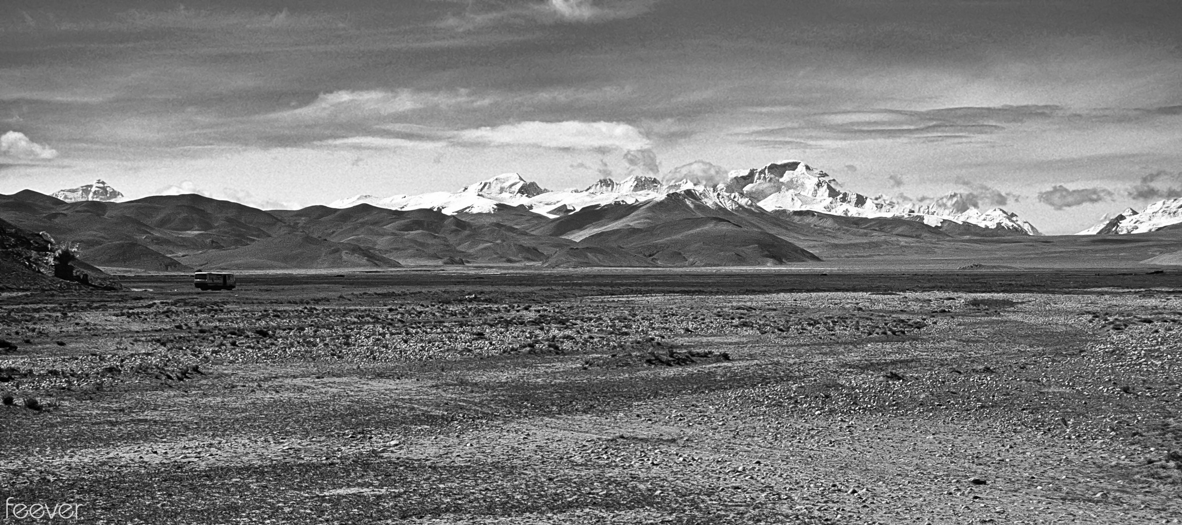 Tibet 1987: Überlandfahrt mit dem Bus (8) - Ebene von Tingri