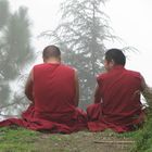 Tibetan Monks and fog