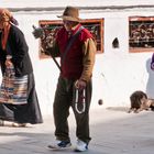 Tibetian Prayer at Boudhanath Stupa, Kathmandu, Nepal