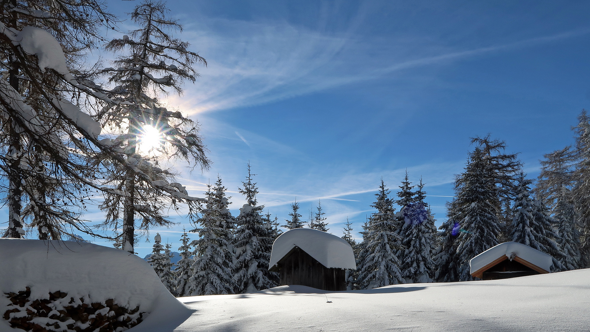 Tiefschneeparadies mit Sonne