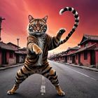 Tiger die Katze zeigt Kung Fu 