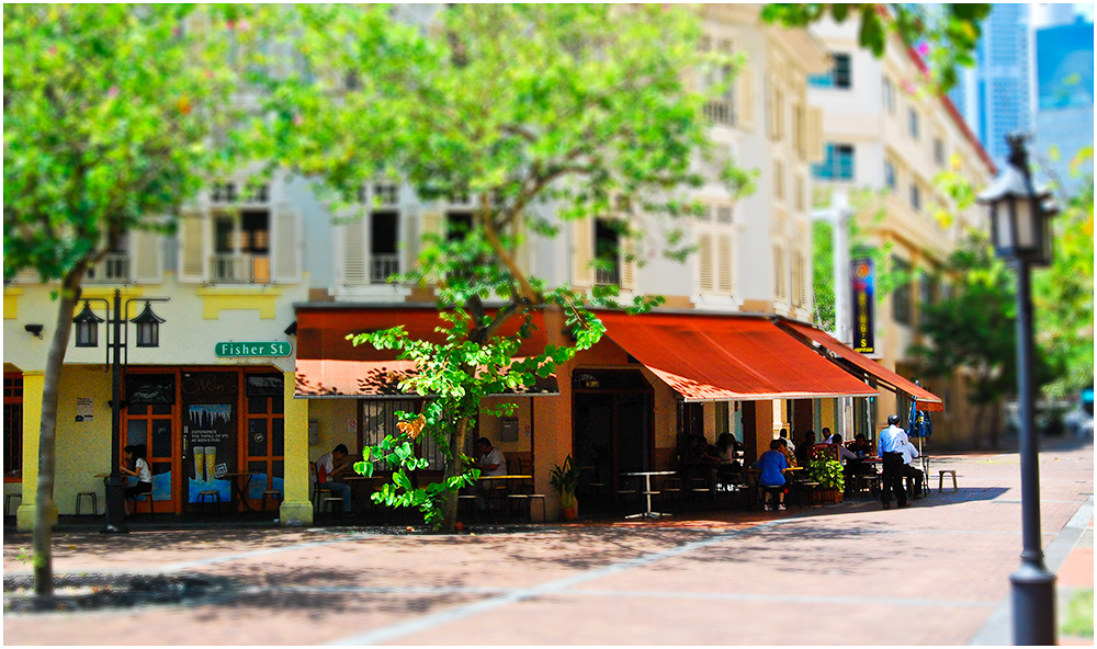 Tilt-Shift- Kaffeehaus in Singapur