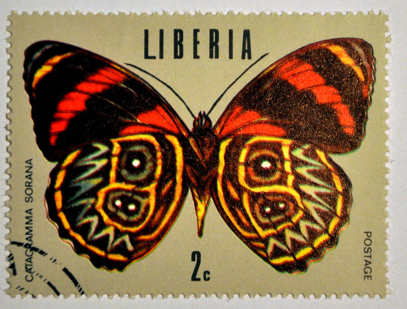 Timbre de la République du Libéria. (Pays de l'ouest de l'Afrique) Papillon / 2