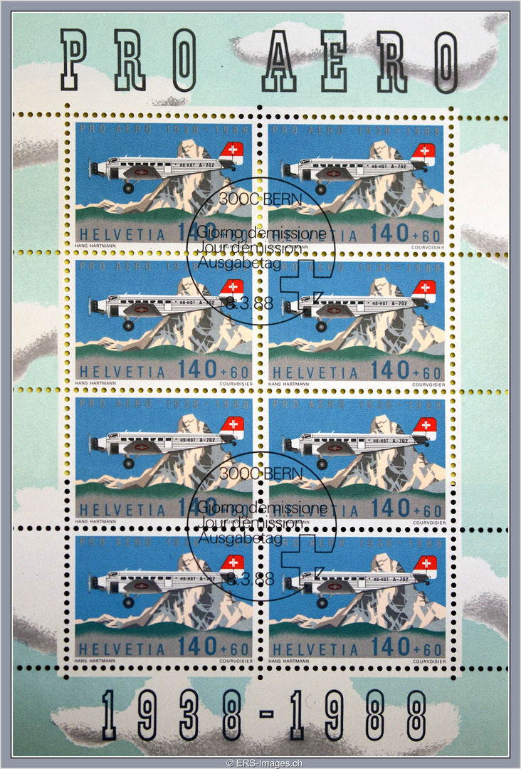 Timbre postal Ju-52 HB-HOT Briefmarke Stamp