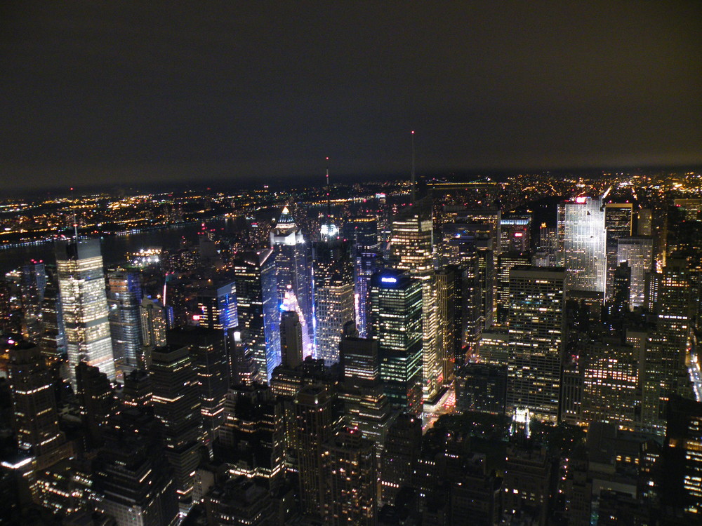 Time Square glowing blue