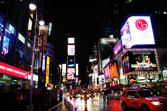 Times Square bei Regen