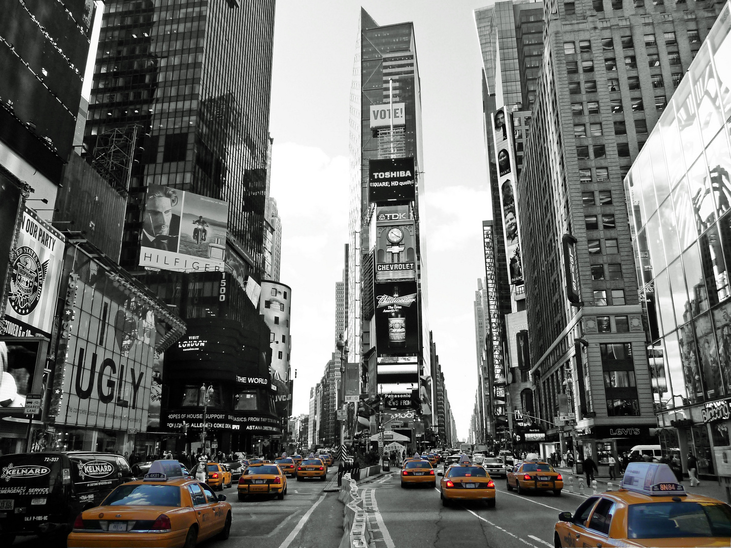 Times Square en Jaune Blanc et Noir