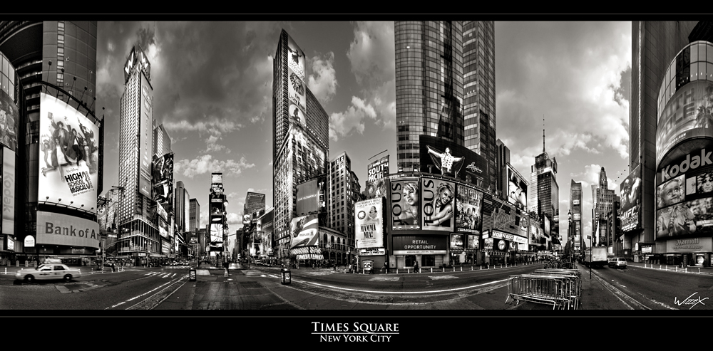 Times Square, ohne Farbe und rund!