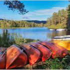 Tjönnefoss am Tyorullvatnet (Telemark) in den letzten Sonnenstrahlen; Norwegen Camperreise 2022