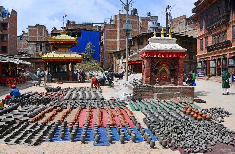 Töpfermarkt in der alten Königsstadt Bhaktapur