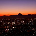 Tokyo Tower Silhouette des Fuji San im Abendrot