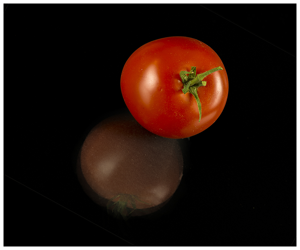 Tomate auf Glasplatte