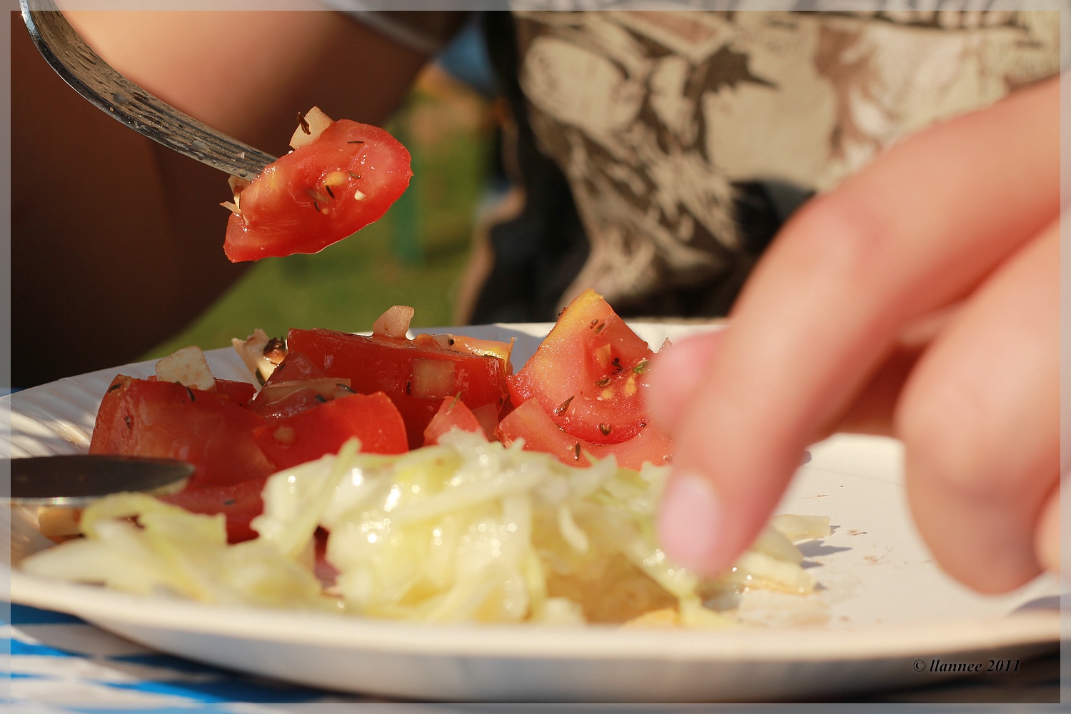 Tomatensalat an Sonnentag