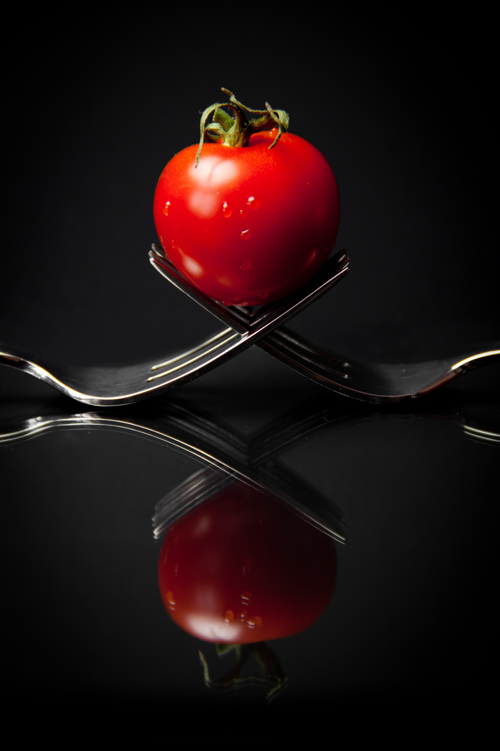 Tomato on forks