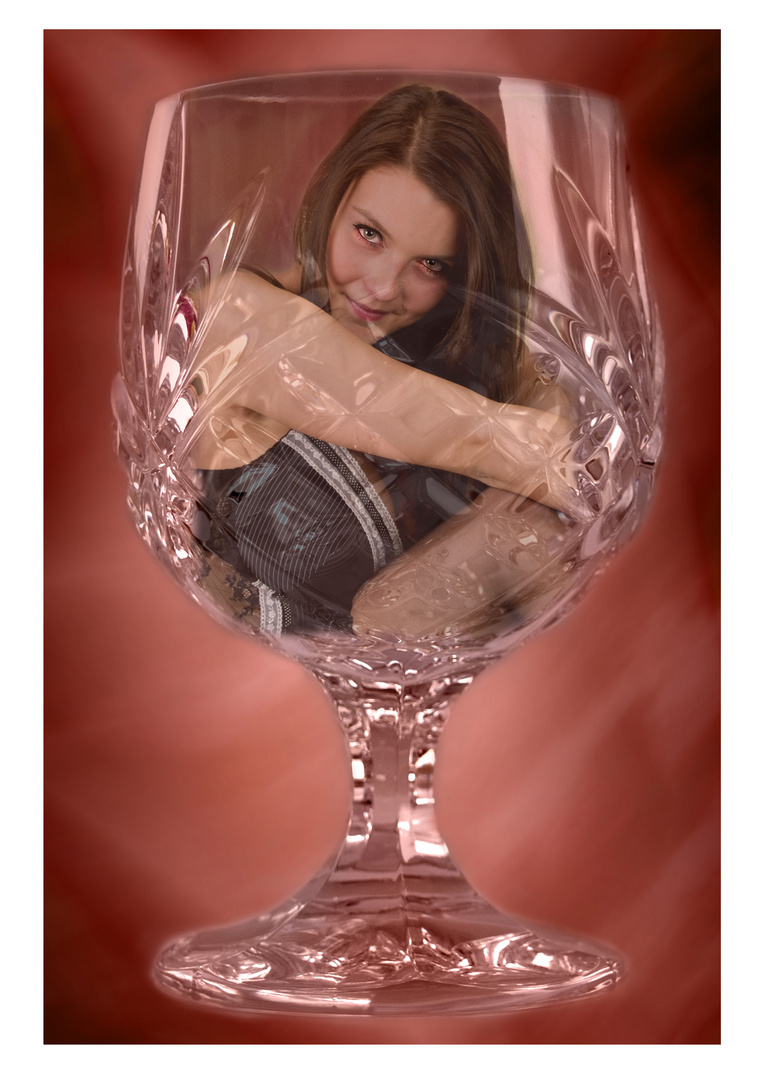 toni in a glass
