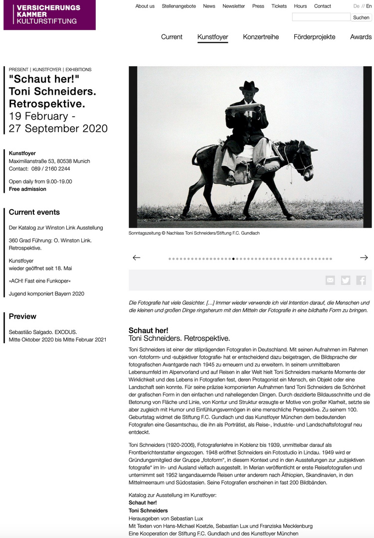 Toni Schneiders: Ausstellung