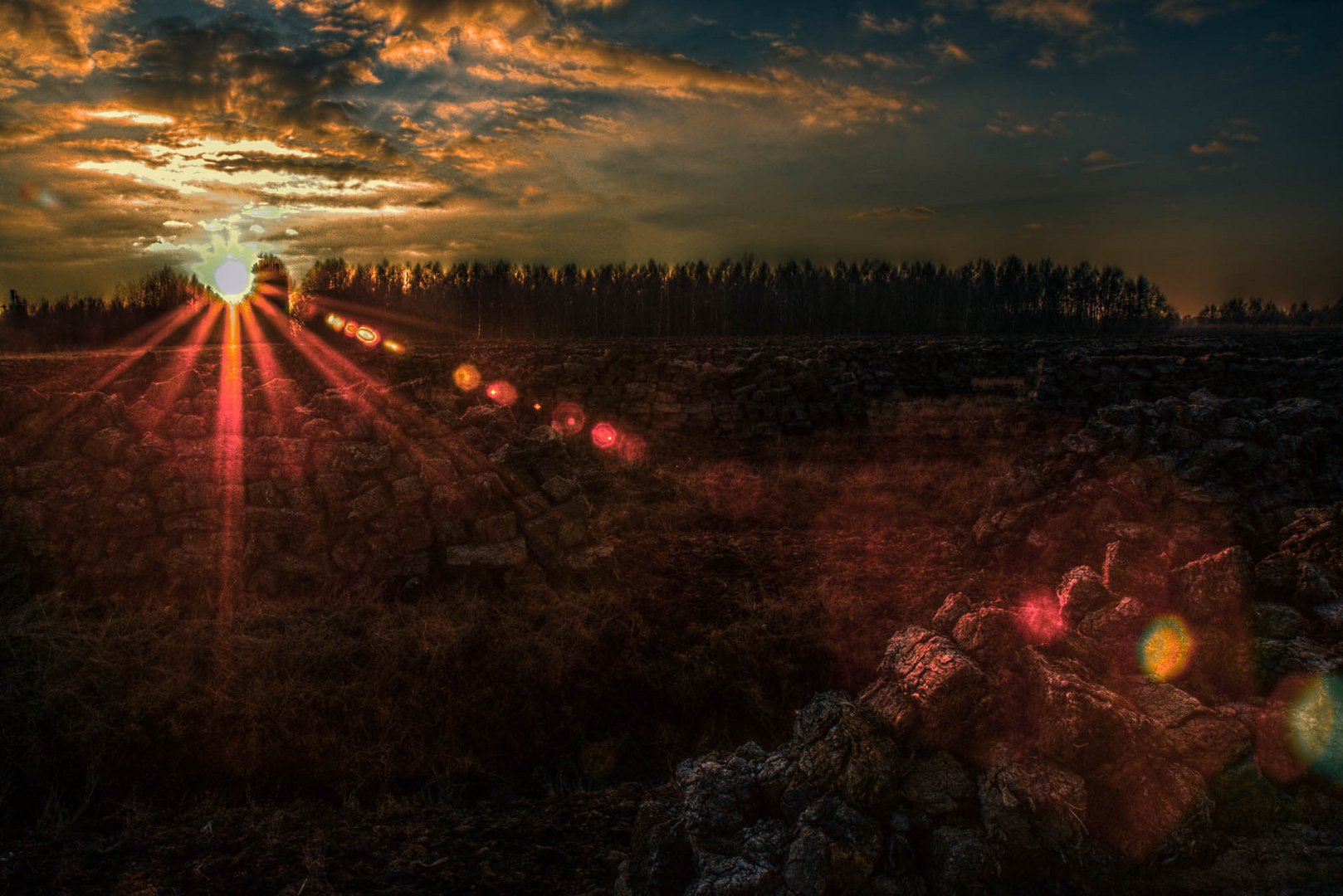 Torffeld im Sonnenuntergang