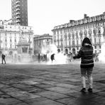 torino, panorama (monumento all'esercito sardo)..