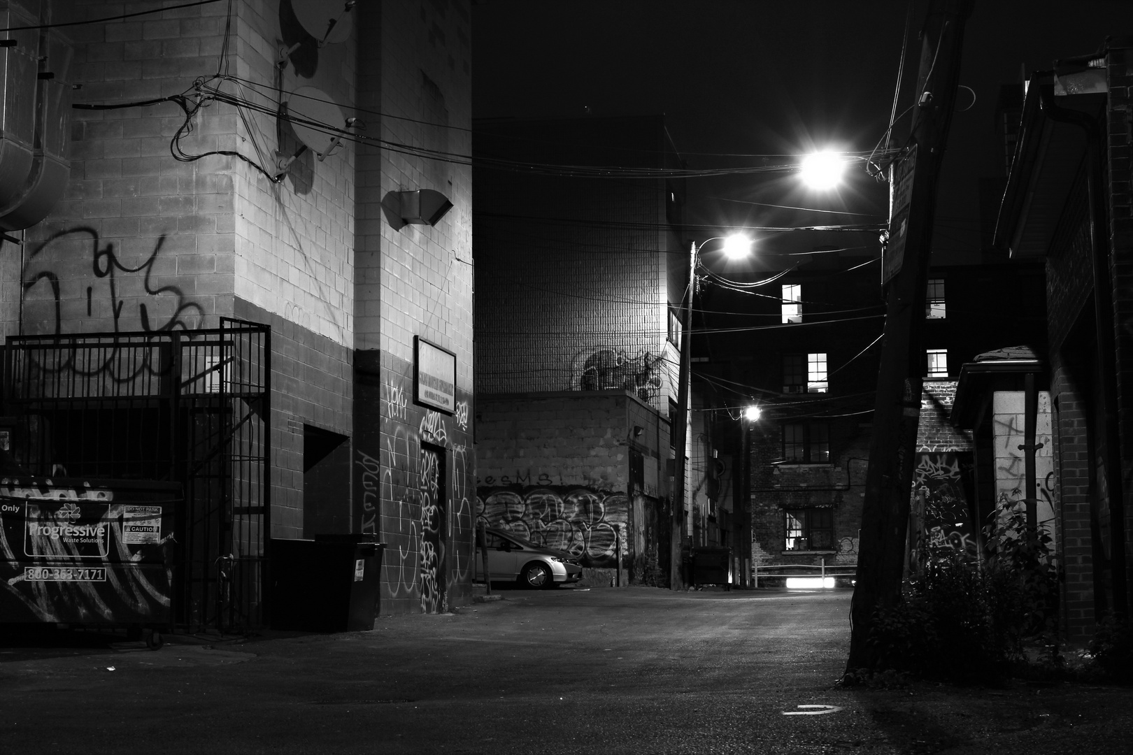 Toronto Streets At Night B/W