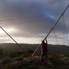 Torrecilla con cigueña en Trujillo (España)