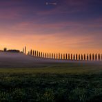 Toscana, Val dÓrcia: Agriturismo Poggio Covili im Sonnenaufgang