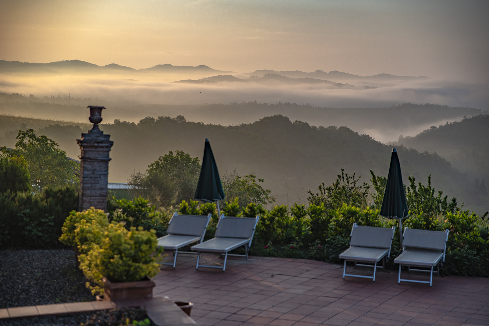 Toskana - Morgennebel im Chianti