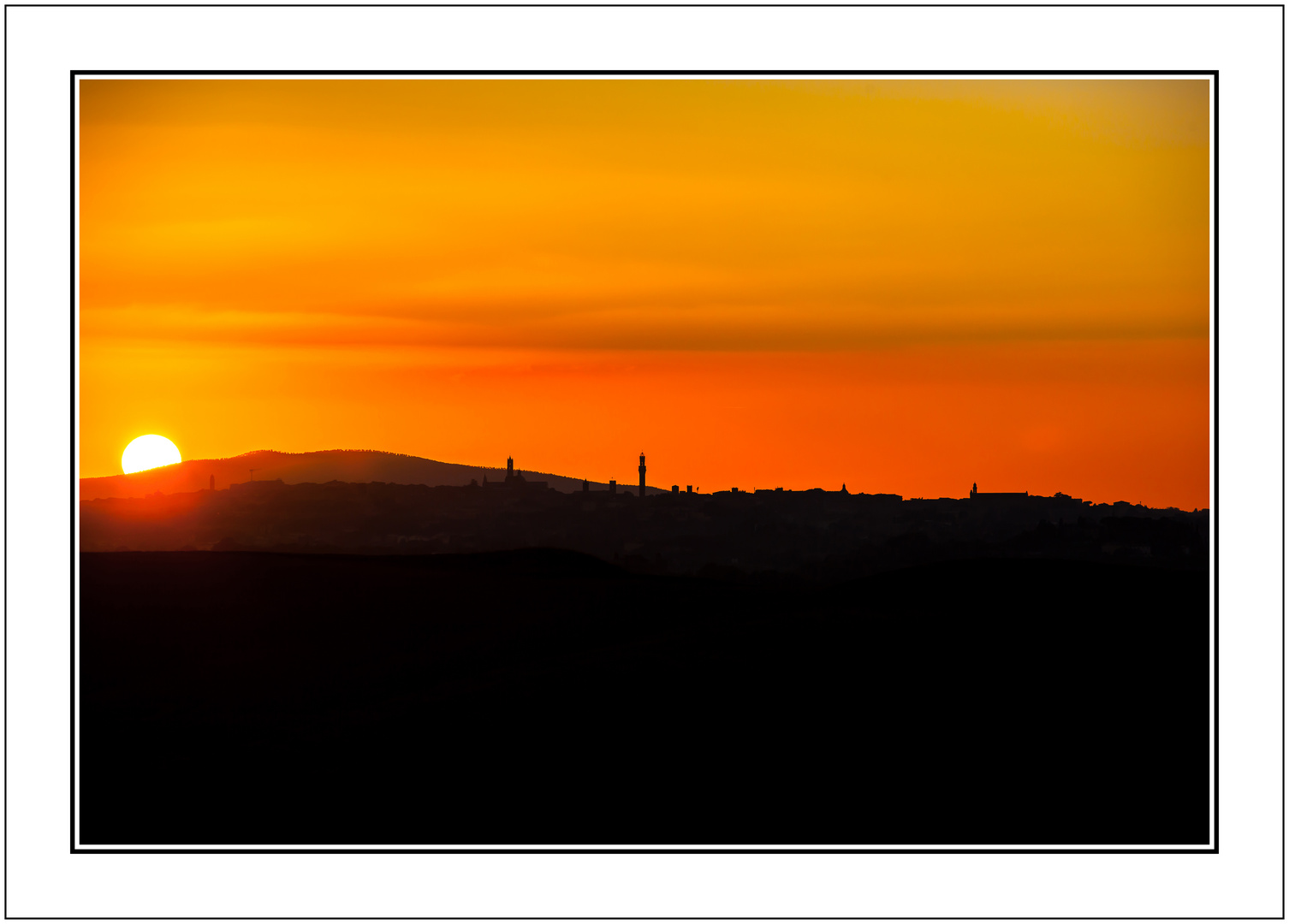 Toskana Sonnenuntergang bei Siena