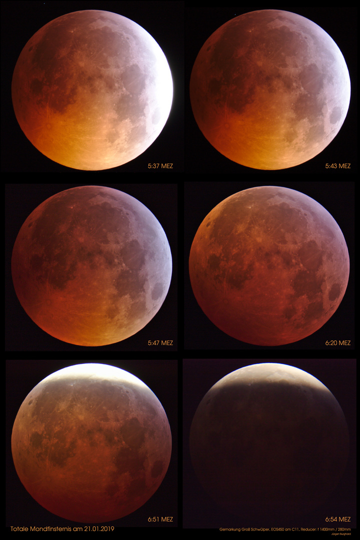 totale Mondfinsternis bei Groß Schwülper bei klirrender Kälte am 21.01.2019