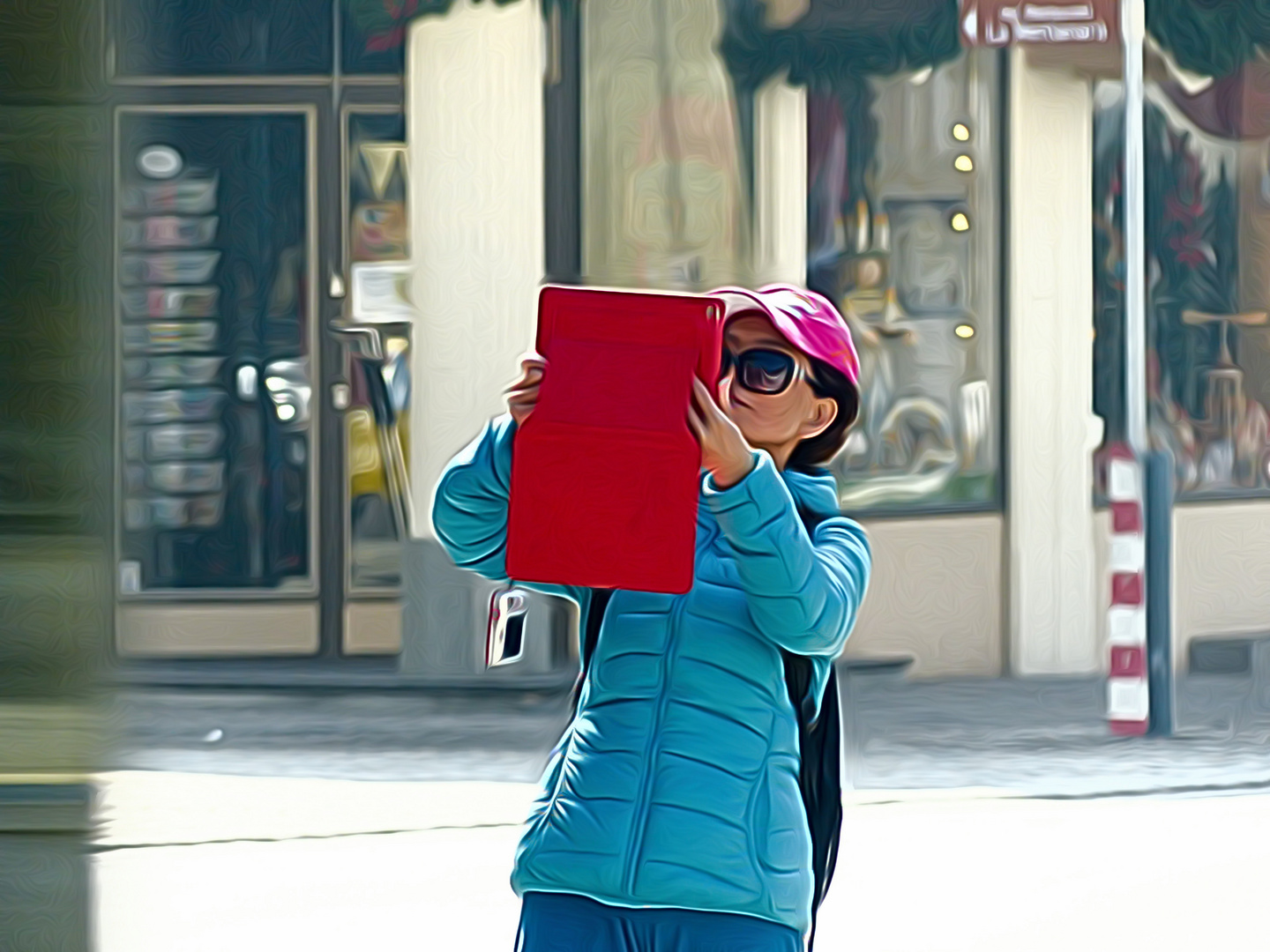 Touristin fotografiert in Oberammergau