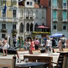 Tourists and little dove at Grand Canal