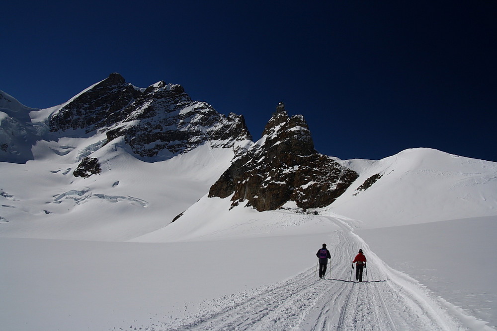 Towards the Sphinx on the Jungfrauch glacier