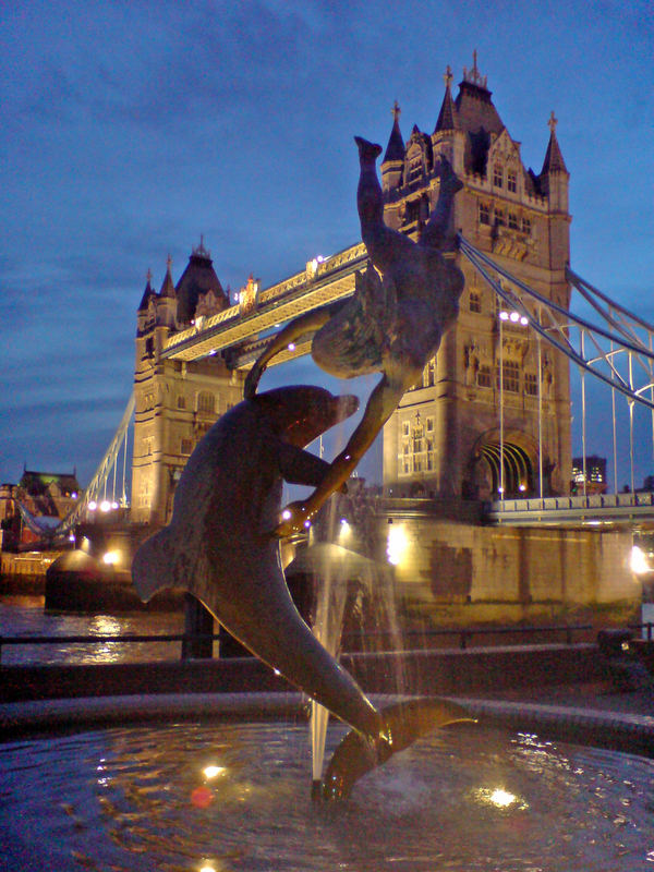 Tower bridge fountain in London